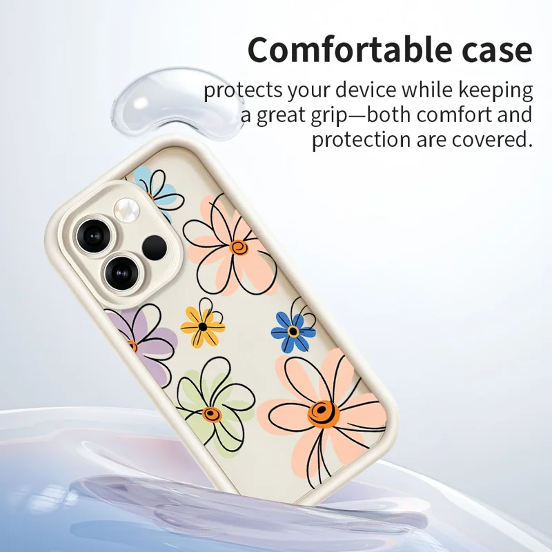 Custodia TPU per OnePlus Nord 6 5G con Motivo Floreale Disegnato a Mano - Bianco
