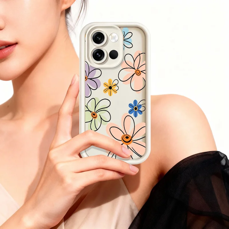 Custodia TPU per OnePlus Nord 6 5G con Motivo Floreale Disegnato a Mano - Bianco