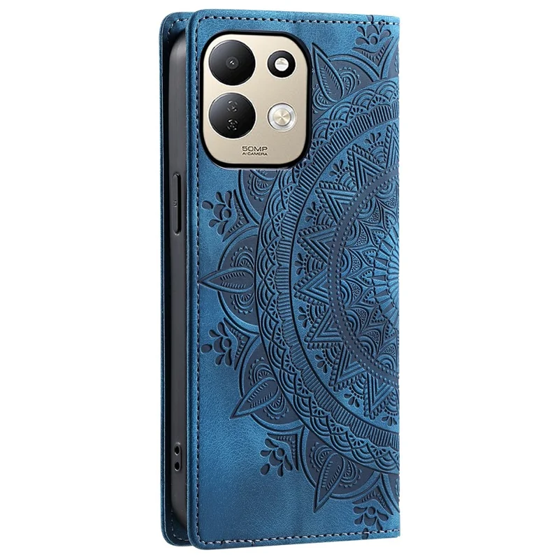 For Xiaomi Redmi 17 5G  /  17 4G Case Magnetic Closing Leather Phone Cover Pattern Imprinted - Blue