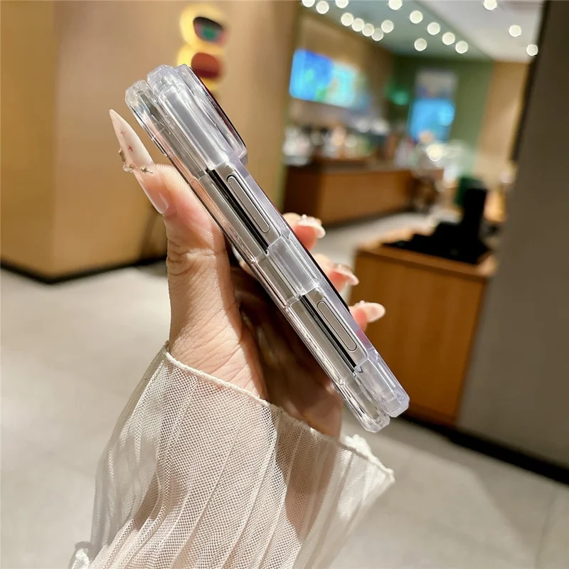 Чехол для iPhone Fold с откидной подставкой и магнитным кольцом, прозрачный акриловый чехол, совместимый с MagSafe — черный