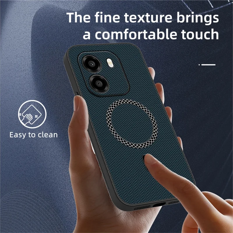 Fodral för Honor X6e 4G, triangelstruktur, PU-läder, stötsäkert, extra tunt fodral - Blå