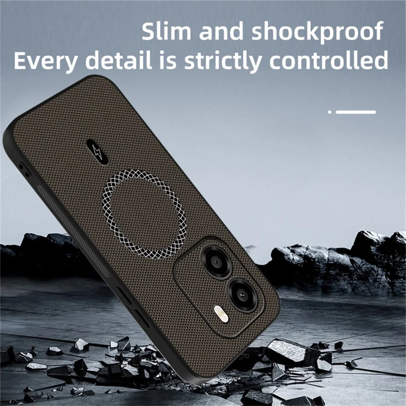 Fodral för Honor X6e 4G, triangelstruktur, PU-läder, stötsäkert, extra tunt fodral - Blå