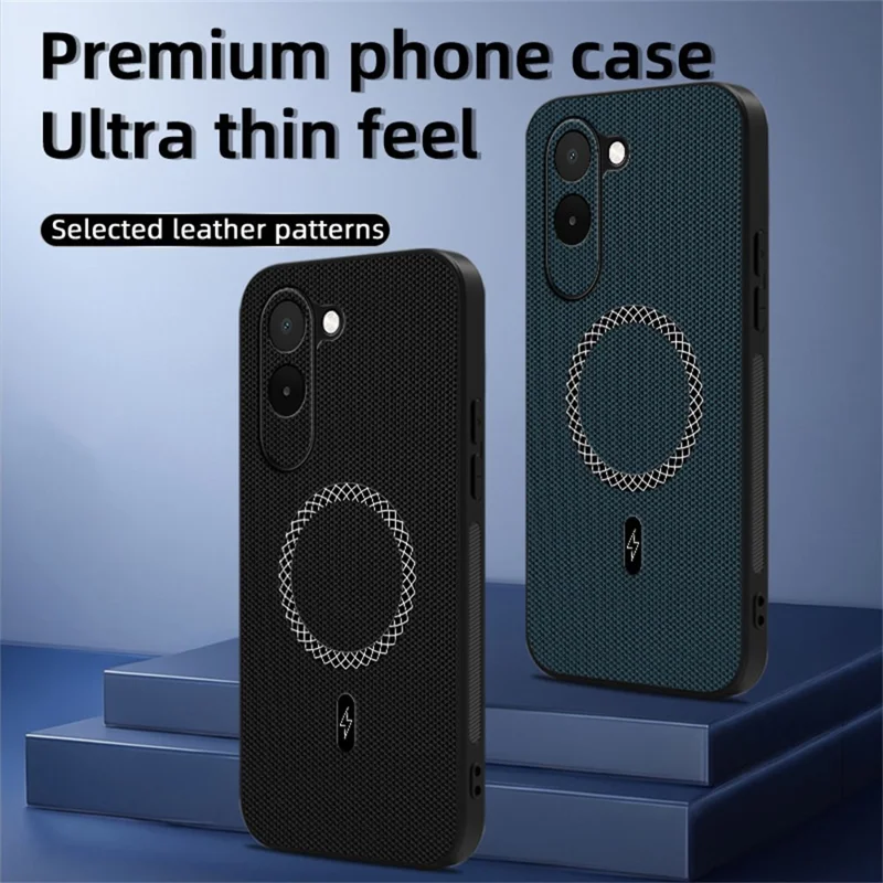 Cover per OnePlus N6x 4G con Texture Triangolari in PU Pelle Antiurto Ultra Sottile - Blu
