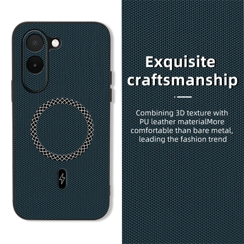 Cover per OnePlus N6x 4G con Texture Triangolari in PU Pelle Antiurto Ultra Sottile - Blu