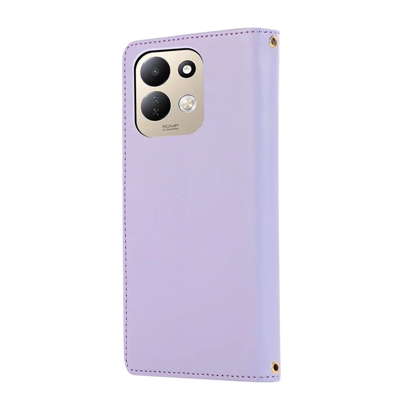 For Xiaomi Redmi 17 4G / 5G Phone Case Leather Cover with Wrist Strap - Purple