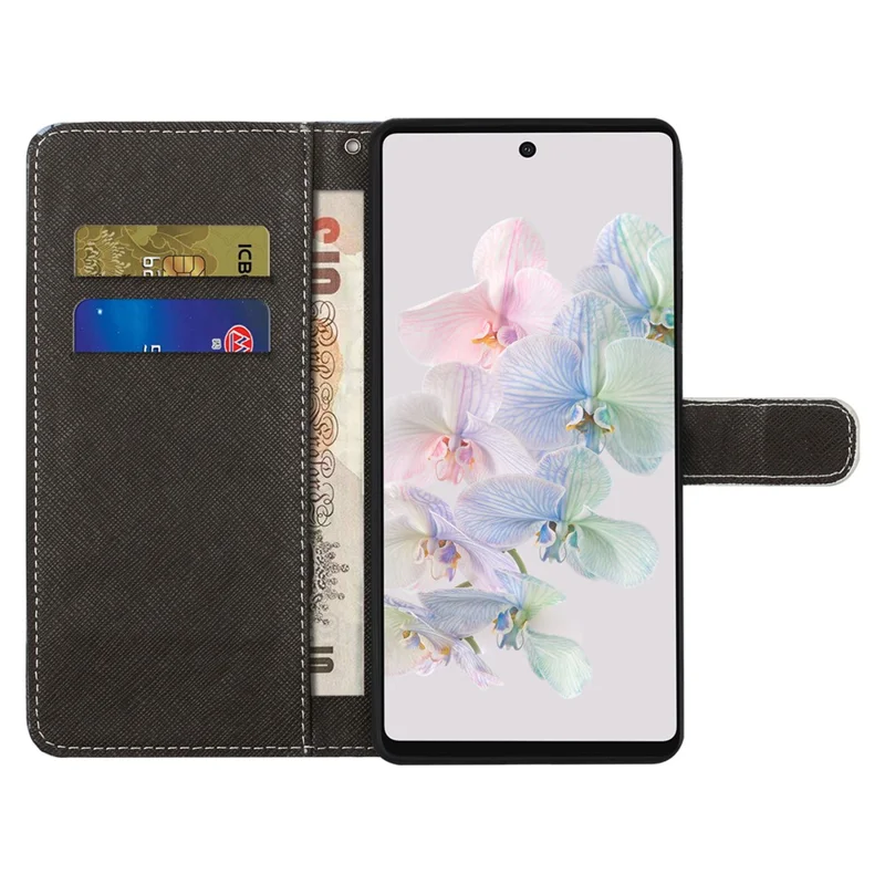 For Google Pixel 7a PU Leather Flip 3D Pattern Printing Phone Case Cross Texture Magnetic Closure Stand Folio Cover - Panda
