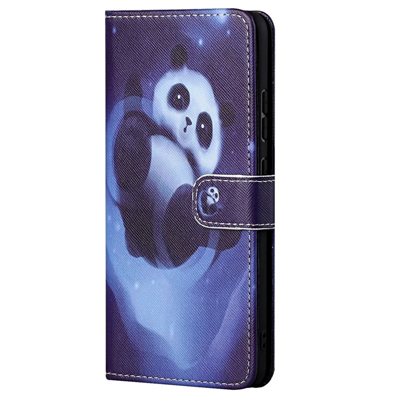 For Google Pixel 7a PU Leather Flip 3D Pattern Printing Phone Case Cross Texture Magnetic Closure Stand Folio Cover - Panda