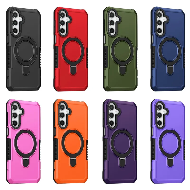 For Samsung Galaxy A55 5G Case Foldable Kickstand PC + TPU Phone Protective Cover - Dark Purple