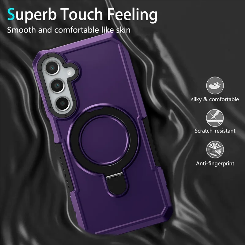 For Samsung Galaxy A55 5G Case Foldable Kickstand PC + TPU Phone Protective Cover - Dark Purple