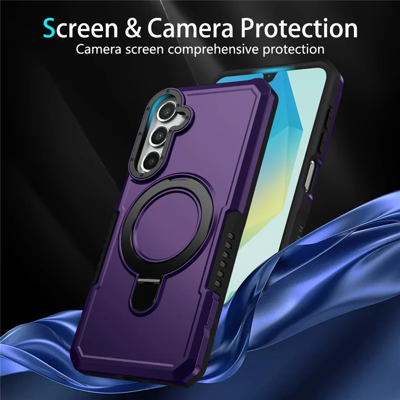 For Samsung Galaxy A55 5G Case Foldable Kickstand PC + TPU Phone Protective Cover - Dark Purple