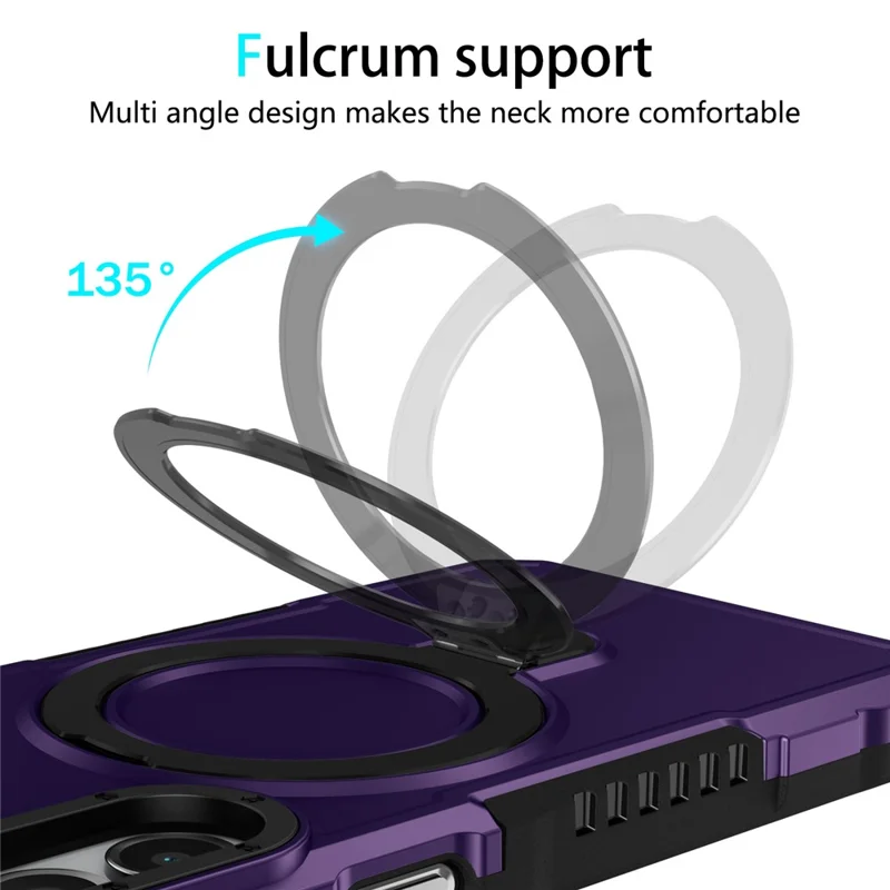For Samsung Galaxy A55 5G Case Foldable Kickstand PC + TPU Phone Protective Cover - Dark Purple