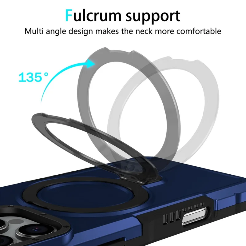 For iPhone 16 Pro Case Foldable Kickstand PC + TPU Phone Protective Cover - Sapphire