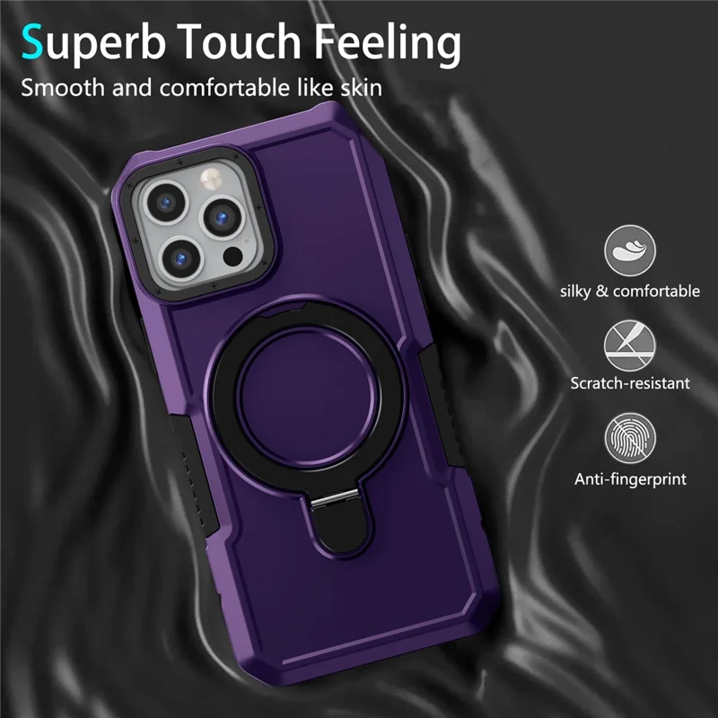 Voor iPhone 12 / 12 Pro Hoesje Opvouwbare Standring PC + TPU Beschermhoes - Donkerpaars