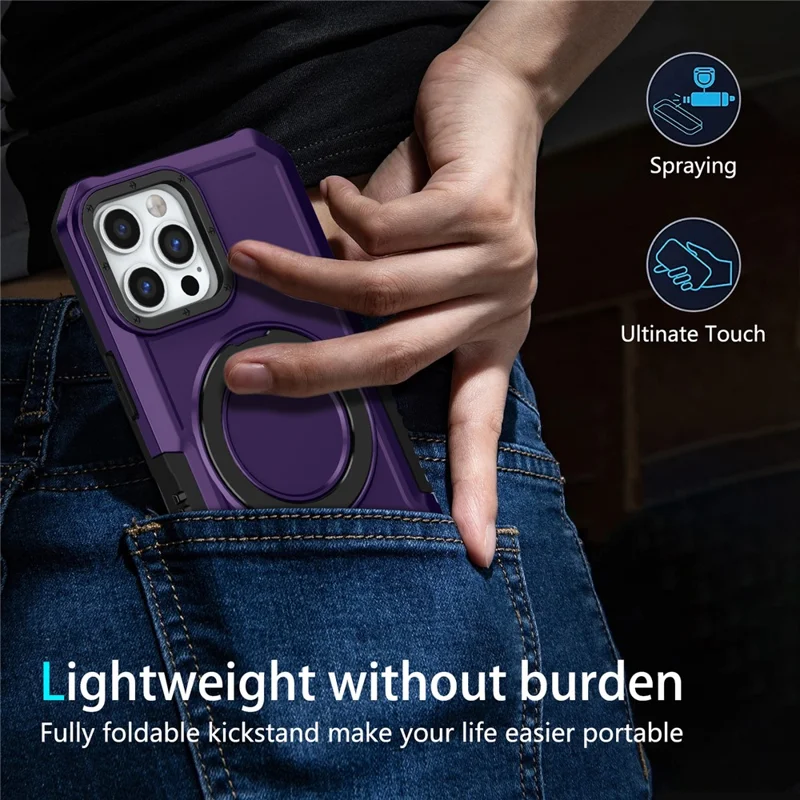 Voor iPhone 12 / 12 Pro Hoesje Opvouwbare Standring PC + TPU Beschermhoes - Donkerpaars