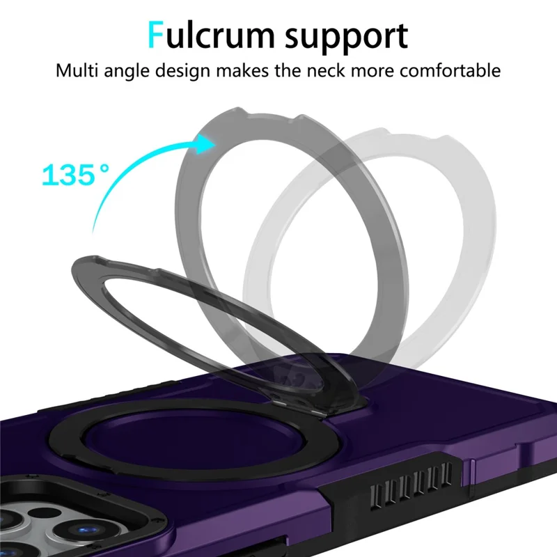 Voor iPhone 12 / 12 Pro Hoesje Opvouwbare Standring PC + TPU Beschermhoes - Donkerpaars