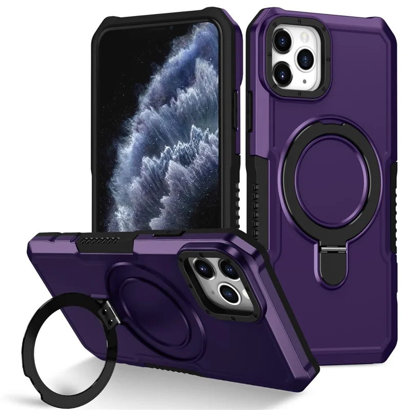 Чехол для iPhone 11 Pro Max с откидной подставкой, защитный чехол из поликарбоната и ТПУ — тёмно-фиолетовый