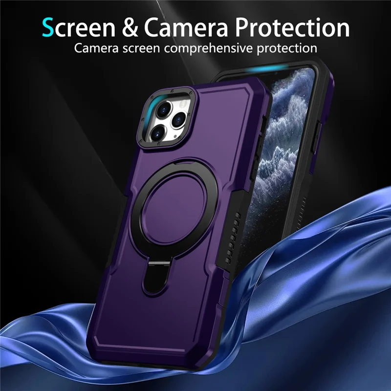 Чехол для iPhone 11 Pro Max с откидной подставкой, защитный чехол из поликарбоната и ТПУ — тёмно-фиолетовый