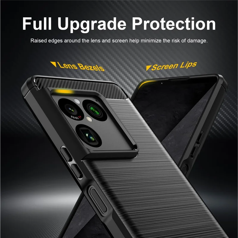 Coque TPU pour Sony Xperia 1 VIII, housse de protection avec texture fibre de carbone, finition brossée - Noir
