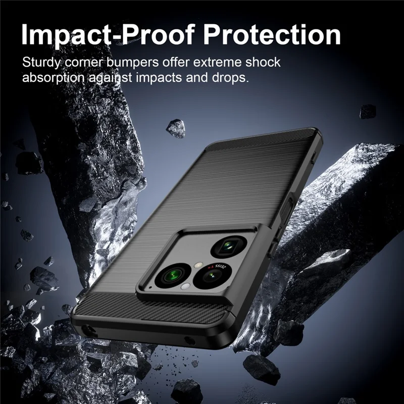 Coque TPU pour Sony Xperia 1 VIII, housse de protection avec texture fibre de carbone, finition brossée - Noir