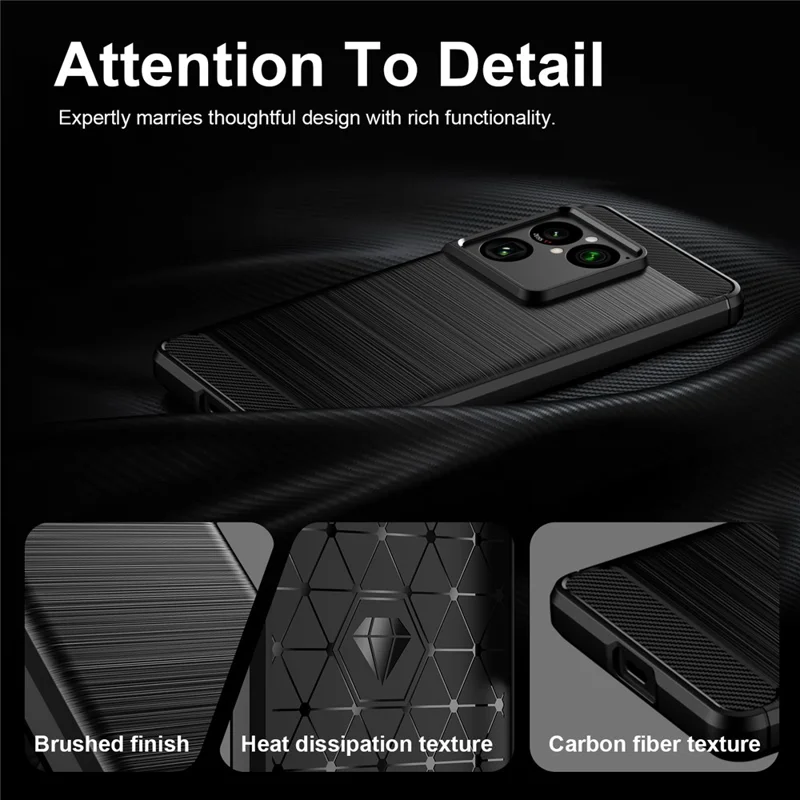 Coque TPU pour Sony Xperia 1 VIII, housse de protection avec texture fibre de carbone, finition brossée - Noir