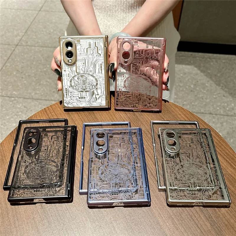 For Samsung Galaxy Z Fold8 Case Mechanical Legend Electroplating PC Phone Cover with Screen Film - Silver
