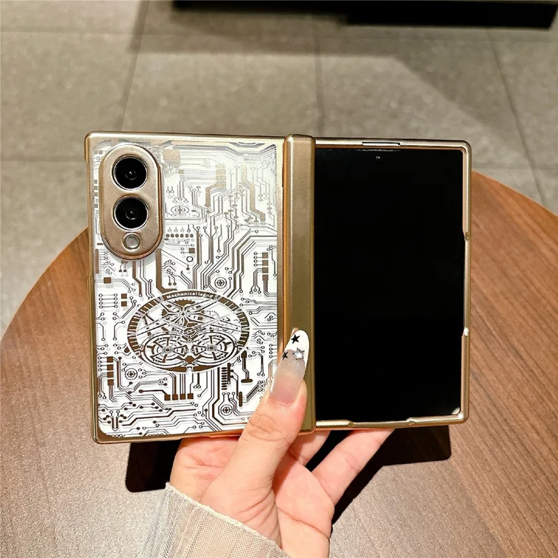 For Samsung Galaxy Z Fold8 Case Mechanical Legend Electroplating PC Phone Cover with Screen Film - Silver