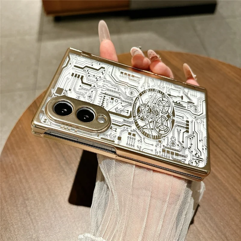 For Samsung Galaxy Z Fold8 Case Mechanical Legend Electroplating PC Phone Cover with Screen Film - Silver