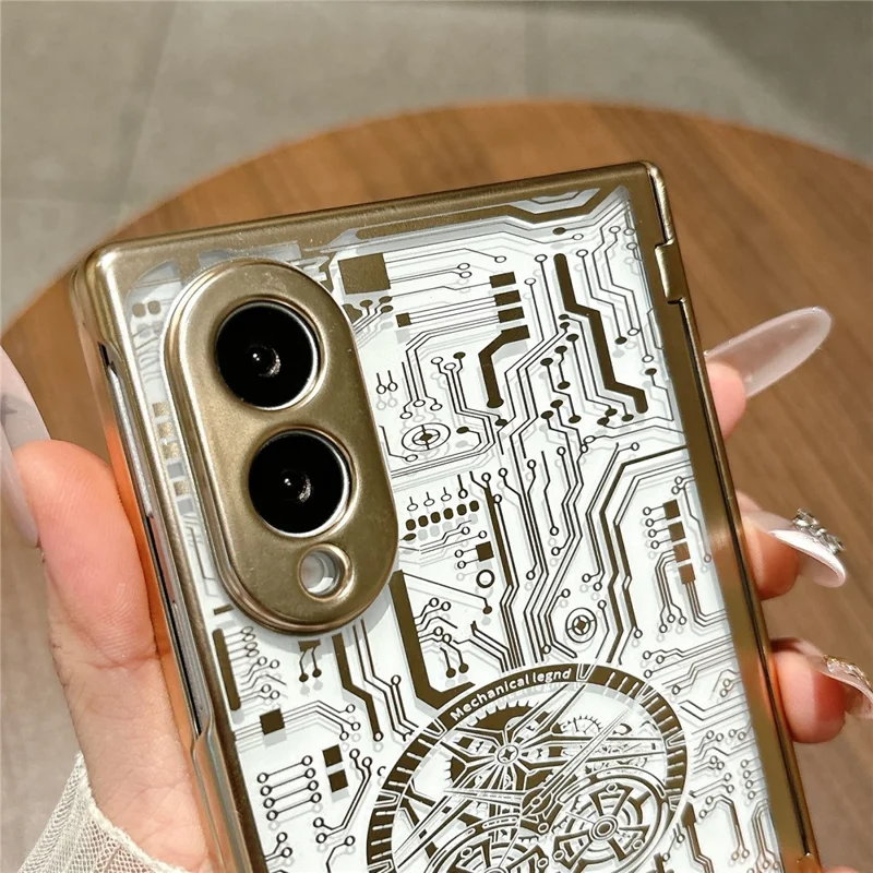 For Samsung Galaxy Z Fold8 Case Mechanical Legend Electroplating PC Phone Cover with Screen Film - Silver