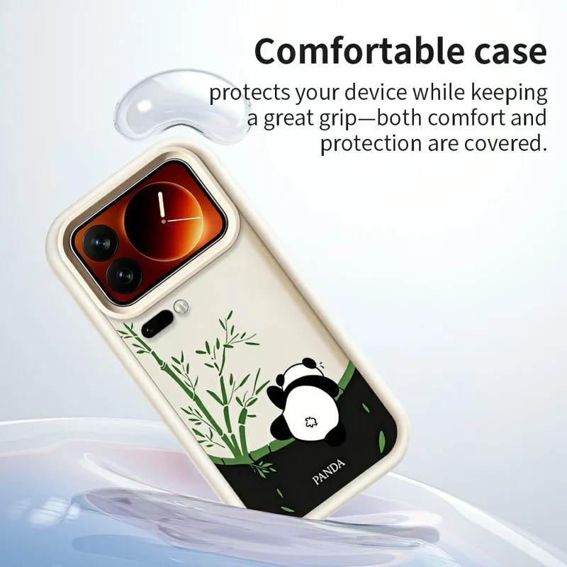 For Xiaomi 17 Pro Max Case Cartoon Panda Bamboo Pattern TPU Anti-Slip Protective Phone Cover - White