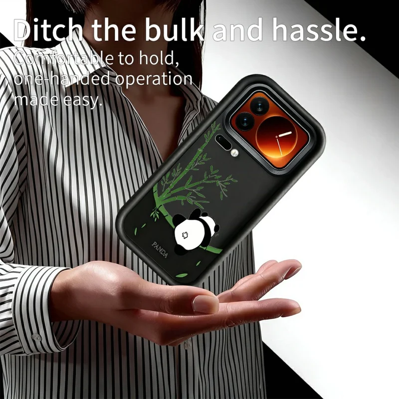 For Xiaomi 17 Pro Max Case Cartoon Panda Bamboo Pattern TPU Anti-Slip Protective Phone Cover - White