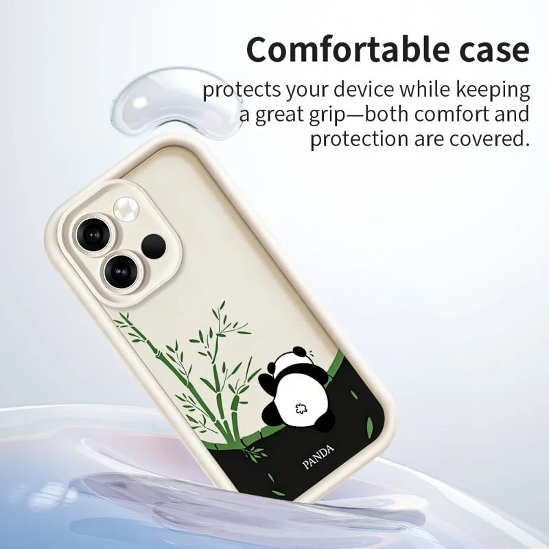 For OnePlus Nord 6 5G Case Cartoon Panda Bamboo Pattern TPU Anti-Slip Protective Phone Cover - White