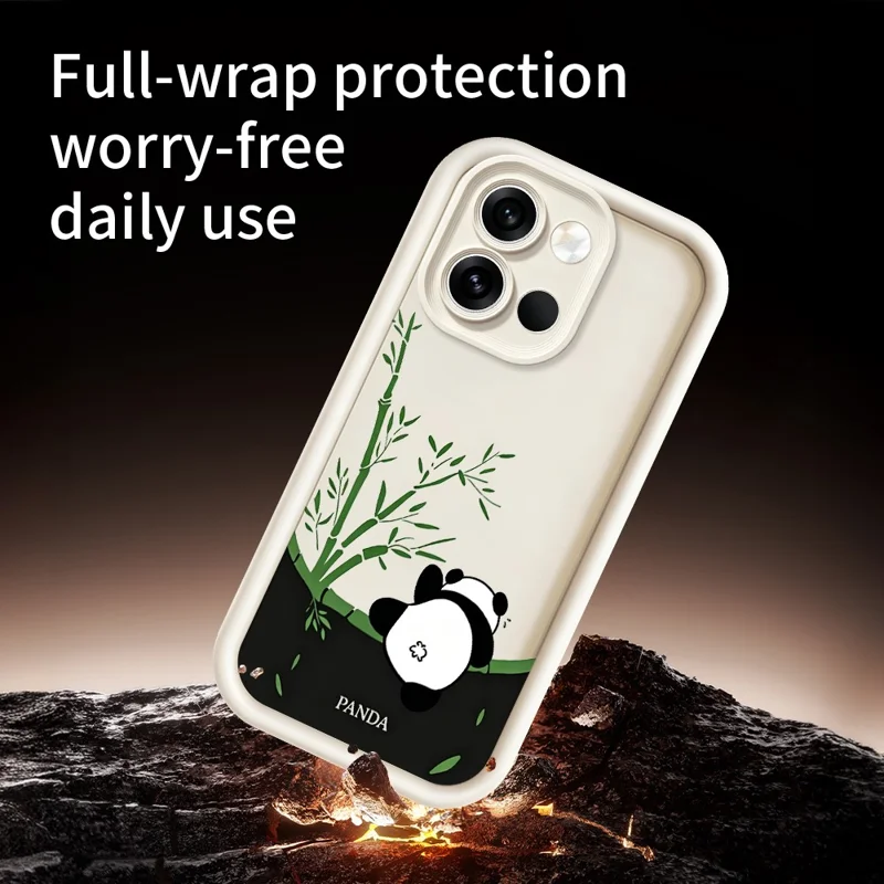For OnePlus Nord 6 5G Case Cartoon Panda Bamboo Pattern TPU Anti-Slip Protective Phone Cover - White