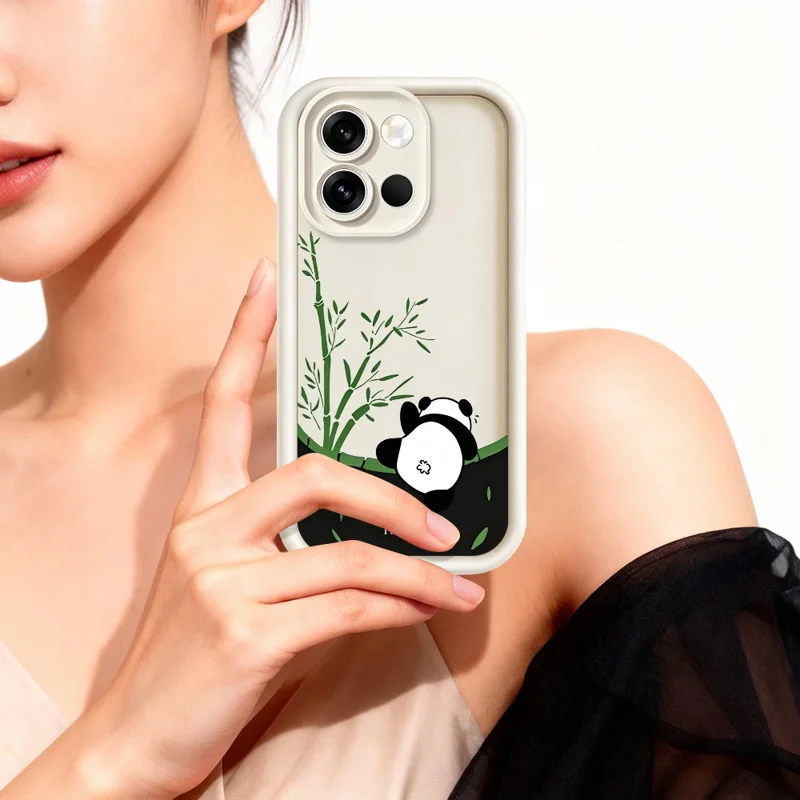 For OnePlus Nord 6 5G Case Cartoon Panda Bamboo Pattern TPU Anti-Slip Protective Phone Cover - White