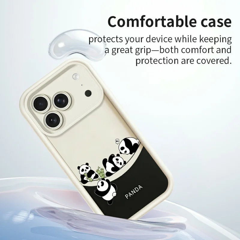 For iPhone 18 Pro Max / 17 Pro Max Case Four Cartoon Pandas Pattern Soft TPU Protective Phone Cover - White