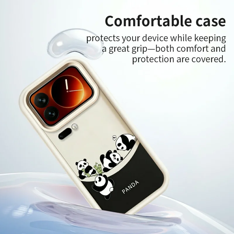 For Xiaomi 17 Pro Max Case Four Cartoon Pandas Pattern Soft TPU Protective Phone Cover - White