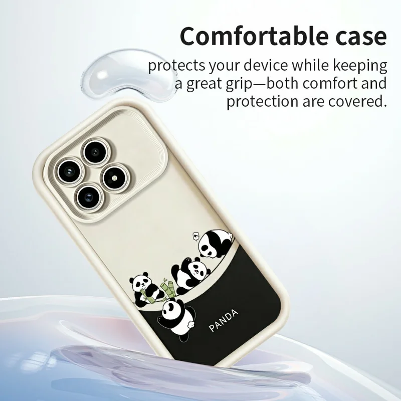 Voor Xiaomi Poco F8 Pro 5G Hoesje Vier Tekentjespanda's Patroon Zachte TPU Beschermhoes - Wit