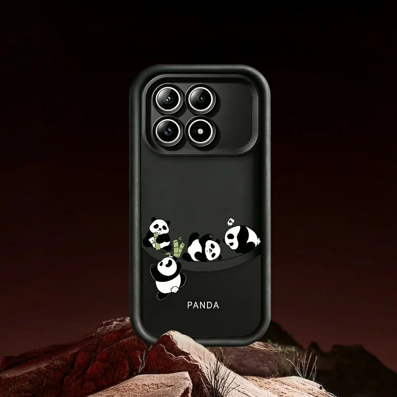 Voor Xiaomi Poco F8 Pro 5G Hoesje Vier Tekentjespanda's Patroon Zachte TPU Beschermhoes - Wit