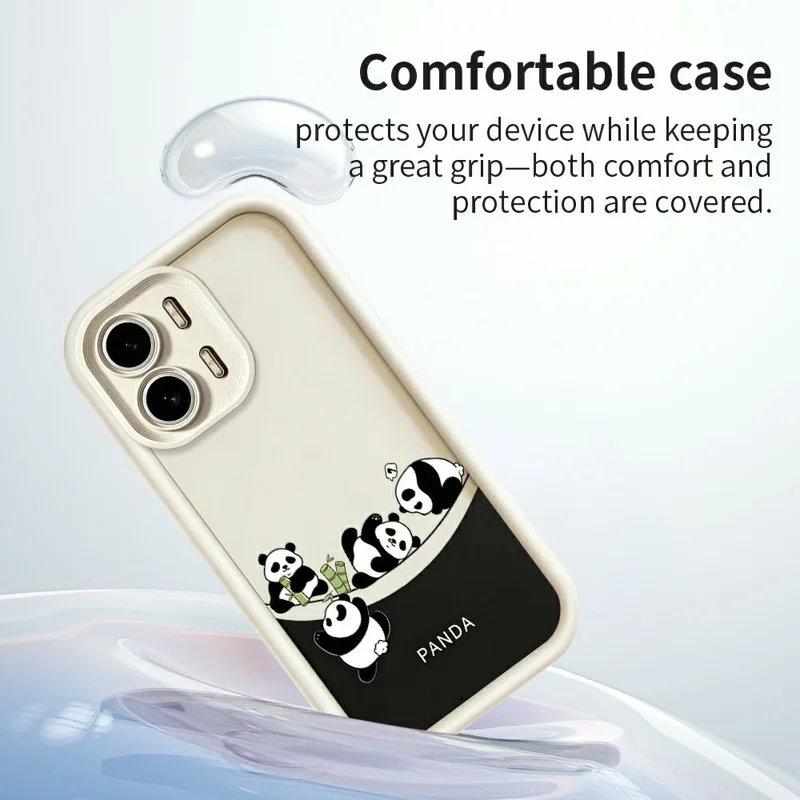 For Oppo A6x 5G  /  A6x 4G Case Four Cartoon Pandas Pattern Soft TPU Protective Phone Cover - White