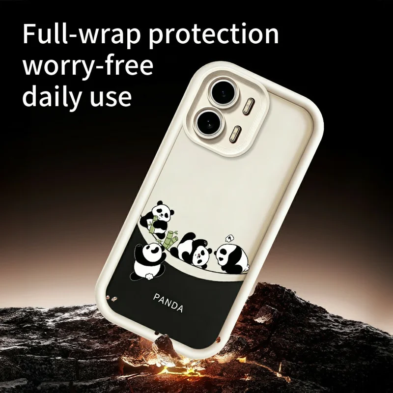 For Oppo A6x 5G  /  A6x 4G Case Four Cartoon Pandas Pattern Soft TPU Protective Phone Cover - White