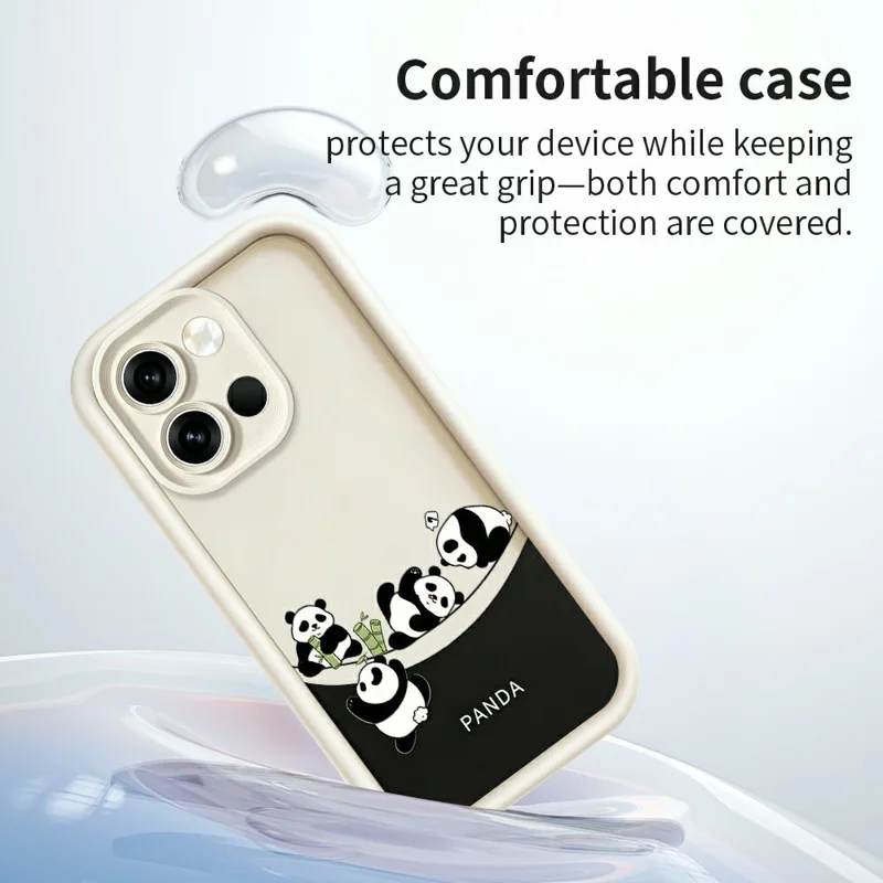 For OnePlus Nord 6 5G Case Four Cartoon Pandas Pattern Soft TPU Protective Phone Cover - White