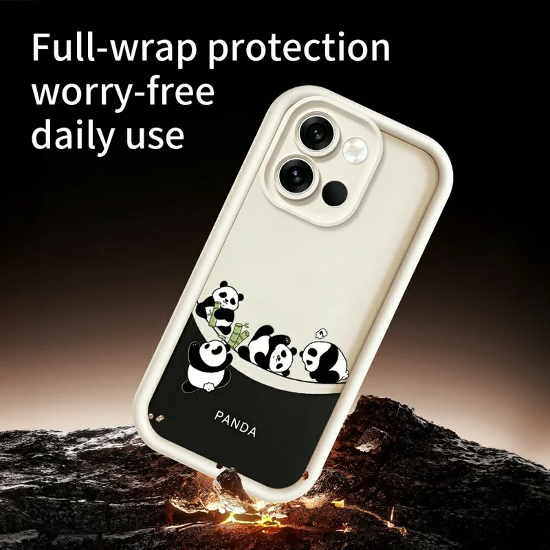 For OnePlus Nord 6 5G Case Four Cartoon Pandas Pattern Soft TPU Protective Phone Cover - White