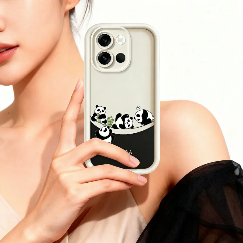 For OnePlus Nord 6 5G Case Four Cartoon Pandas Pattern Soft TPU Protective Phone Cover - White