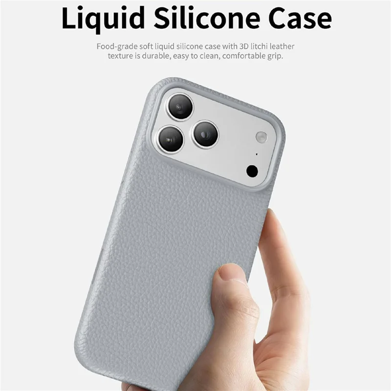 KEEPHONE LYCUCCI Series for iPhone 18 Pro Max  /  17 Pro Max Magnetic Case Liquid Silicone Phone Cover with Lanyard Holes - Light Grey