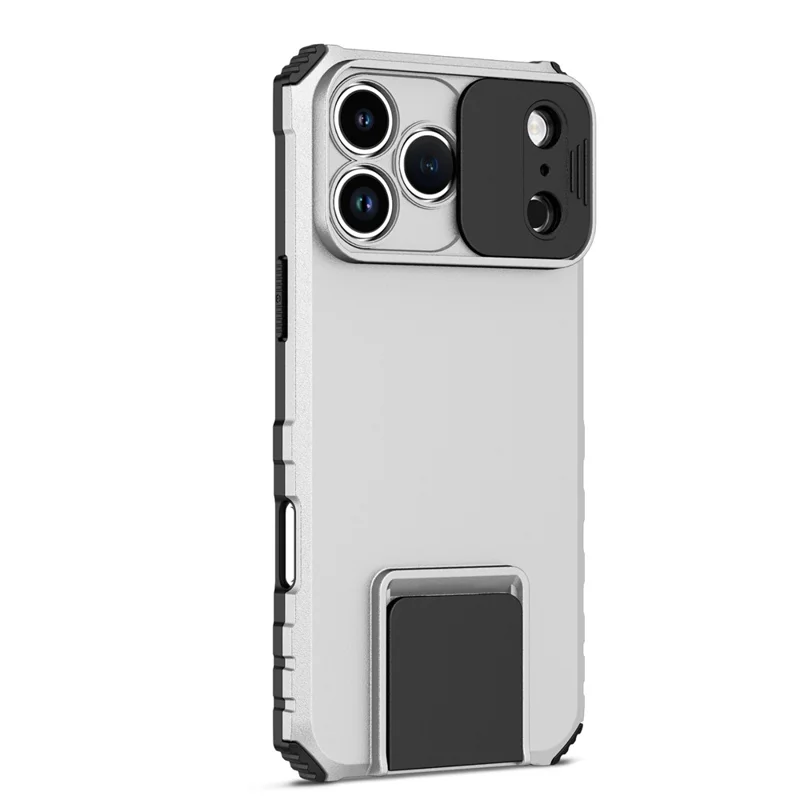 Capa para iPhone 17 Pro com Câmara Deslizante PC + TPU com Suporte - Branco