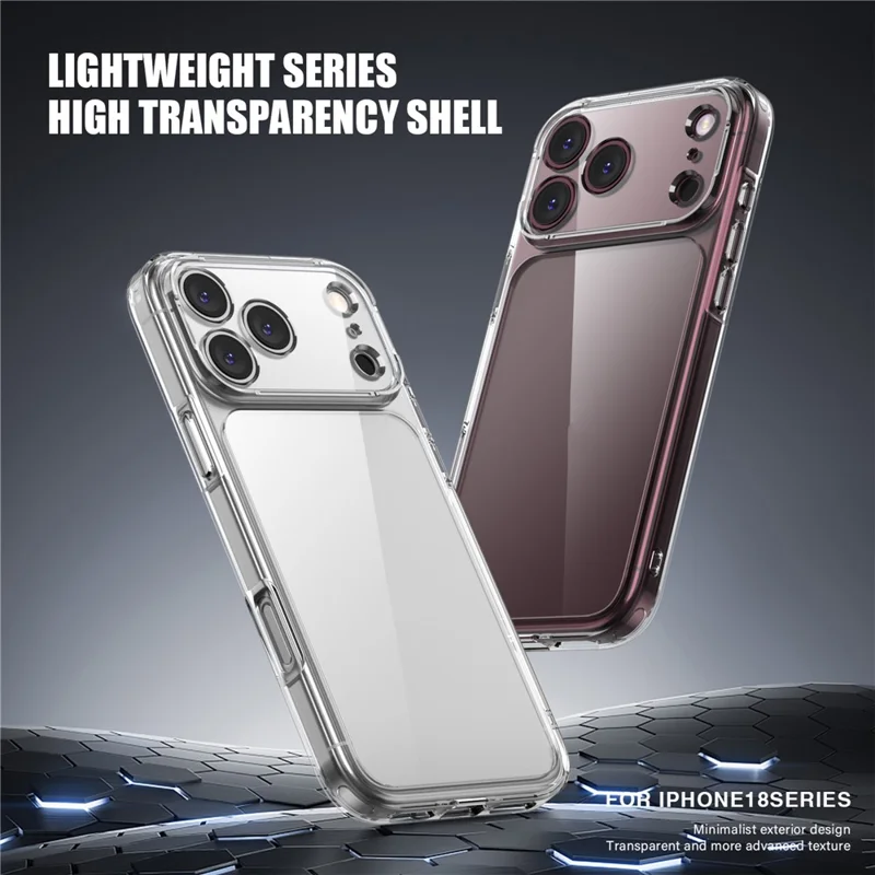 IPAKY til iPhone 18 Pro Max  /  17 Pro Max Case TPU + PC tynd telefonbagdæksel med præcise udsparinger - Transparent