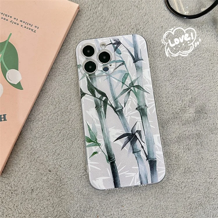 Per Iphone 14 Pro Ink Painting Bamboo Bamboo Case di Telefono Con Taglio Preciso di Spessore da 1,5 mm Copertina TPU Resistente Agli Shock