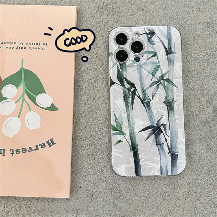 Per Iphone 14 Pro Ink Painting Bamboo Bamboo Case di Telefono Con Taglio Preciso di Spessore da 1,5 mm Copertina TPU Resistente Agli Shock