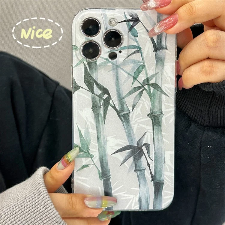 Per Iphone 14 Pro Ink Painting Bamboo Bamboo Case di Telefono Con Taglio Preciso di Spessore da 1,5 mm Copertina TPU Resistente Agli Shock