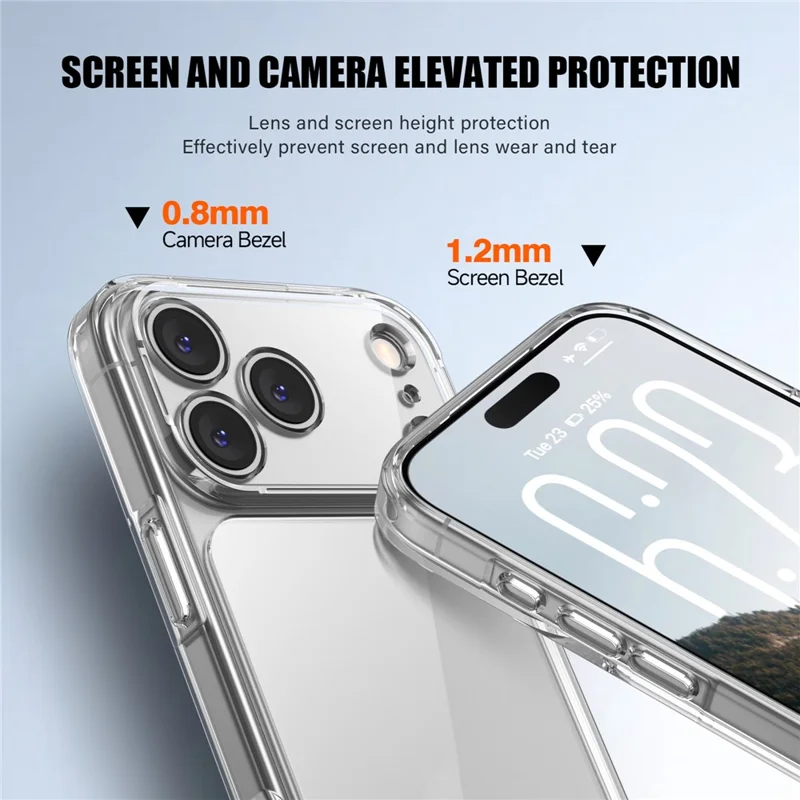 IPAKY til iPhone 18 Pro / 17 Pro Case TPU + PC tynd telefonbagdæksel med præcise udsparinger - Transparent