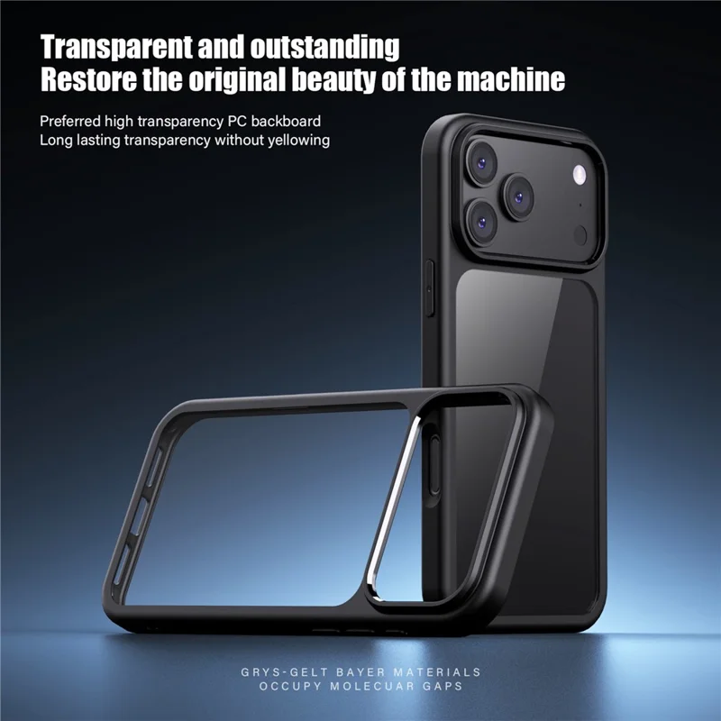 IPAKY For iPhone 18 Pro  /  17 Pro Clear Phone Case TPU + PC Anti-Fingerprint Back Cover - Black
